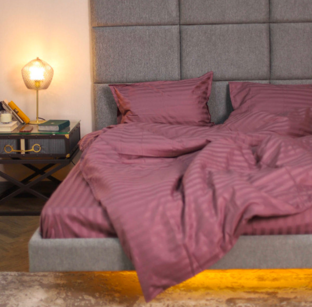 Premium Stripe Sateen Sheet Set