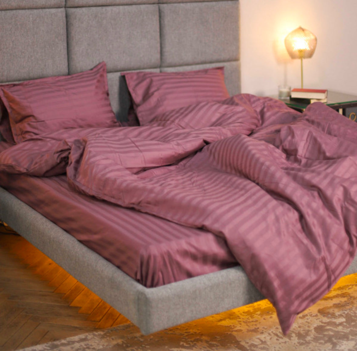 Premium Stripe Sateen Sheet Set