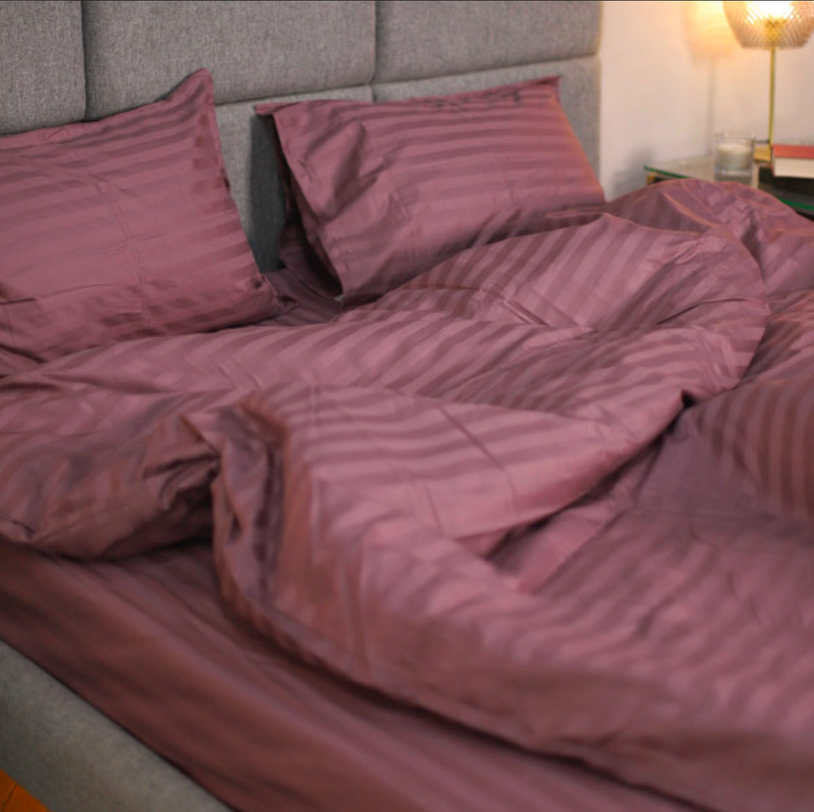 Premium Stripe Sateen Sheet Set