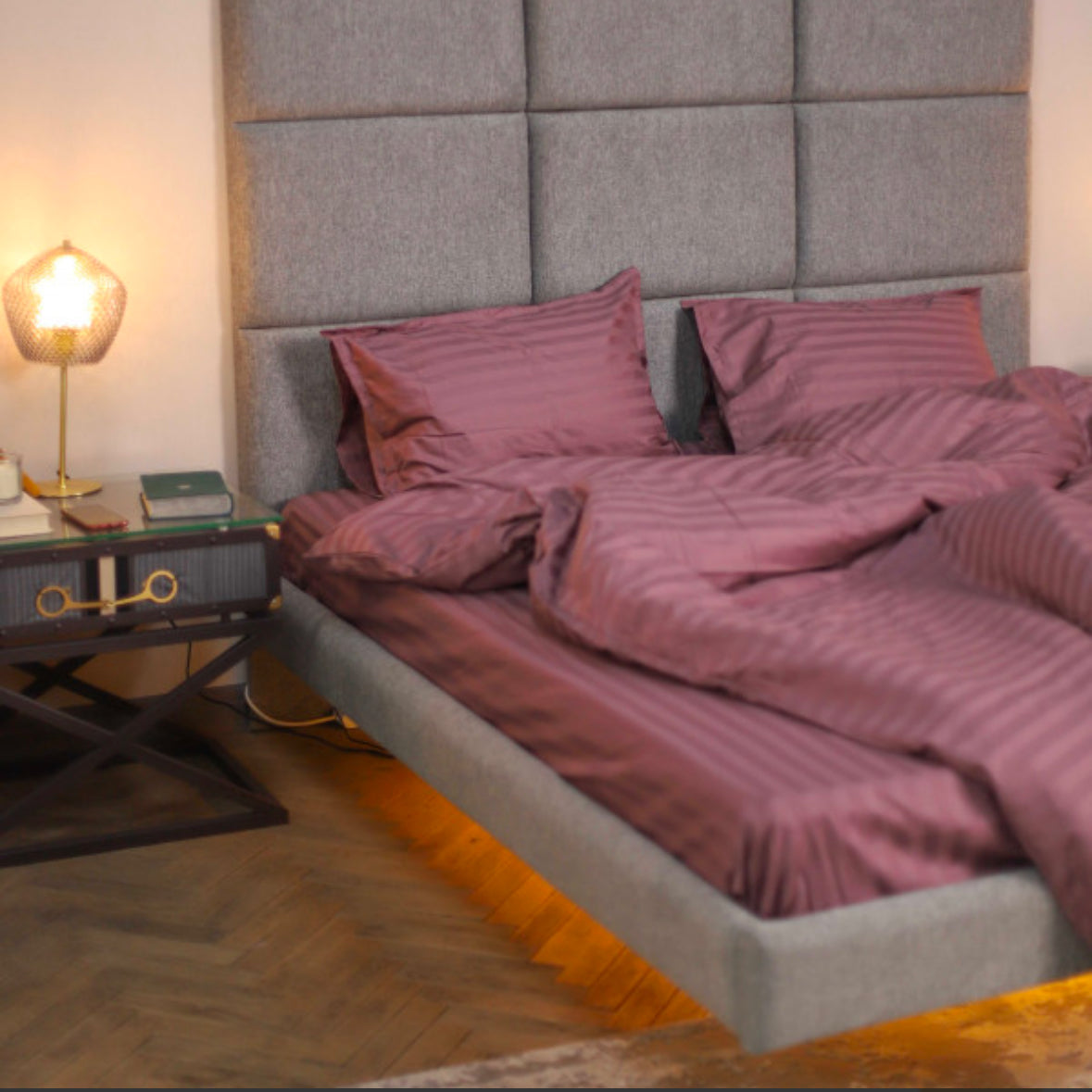 Premium Stripe Sateen Sheet Set