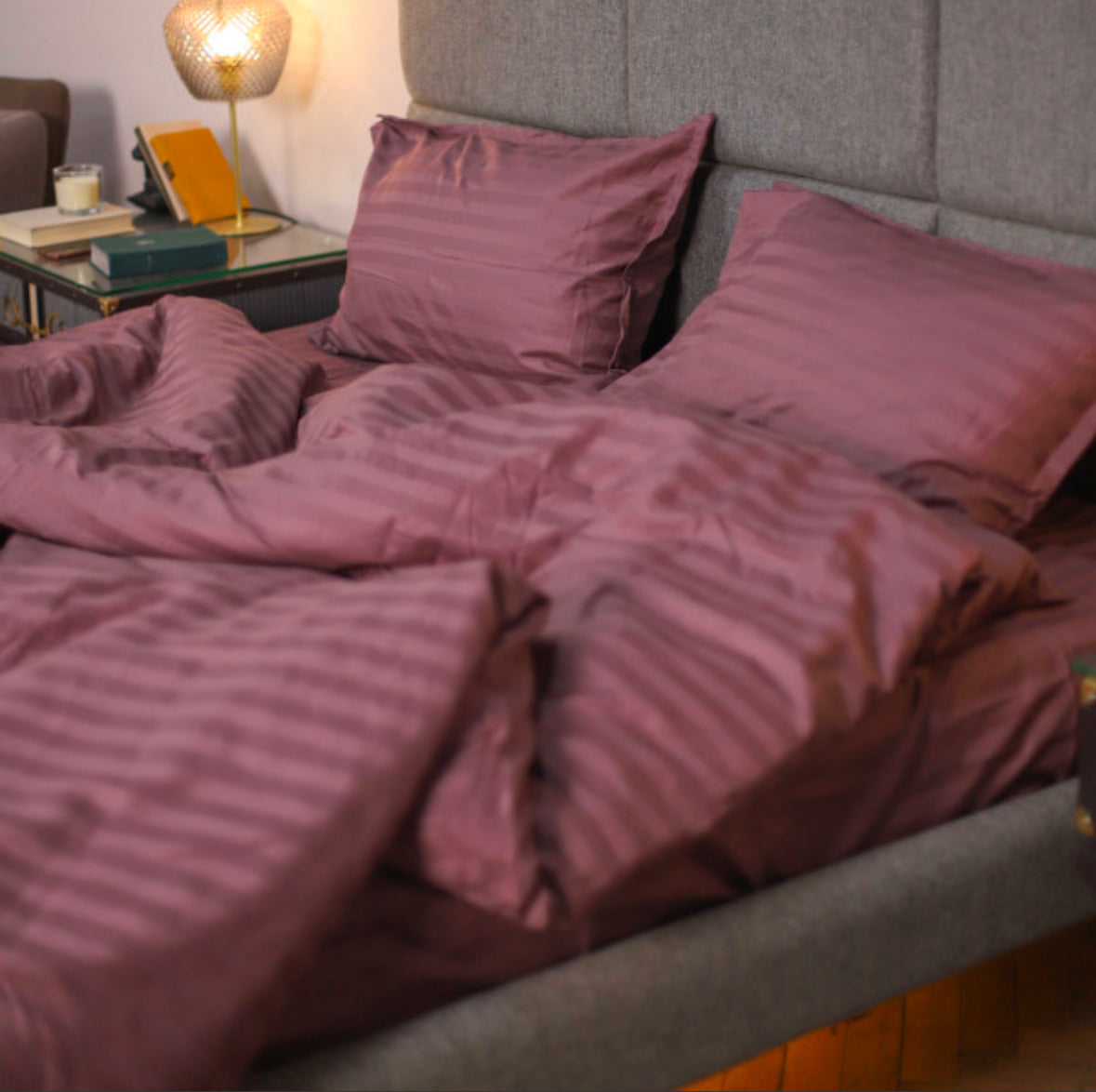 Premium Stripe Sateen Sheet Set